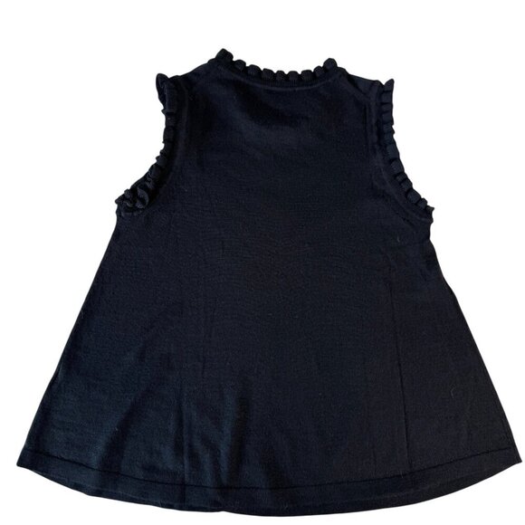 Me and Em womens size XS black knit sweater top wool silk blend ruffle trim - Picture 3 of 9
